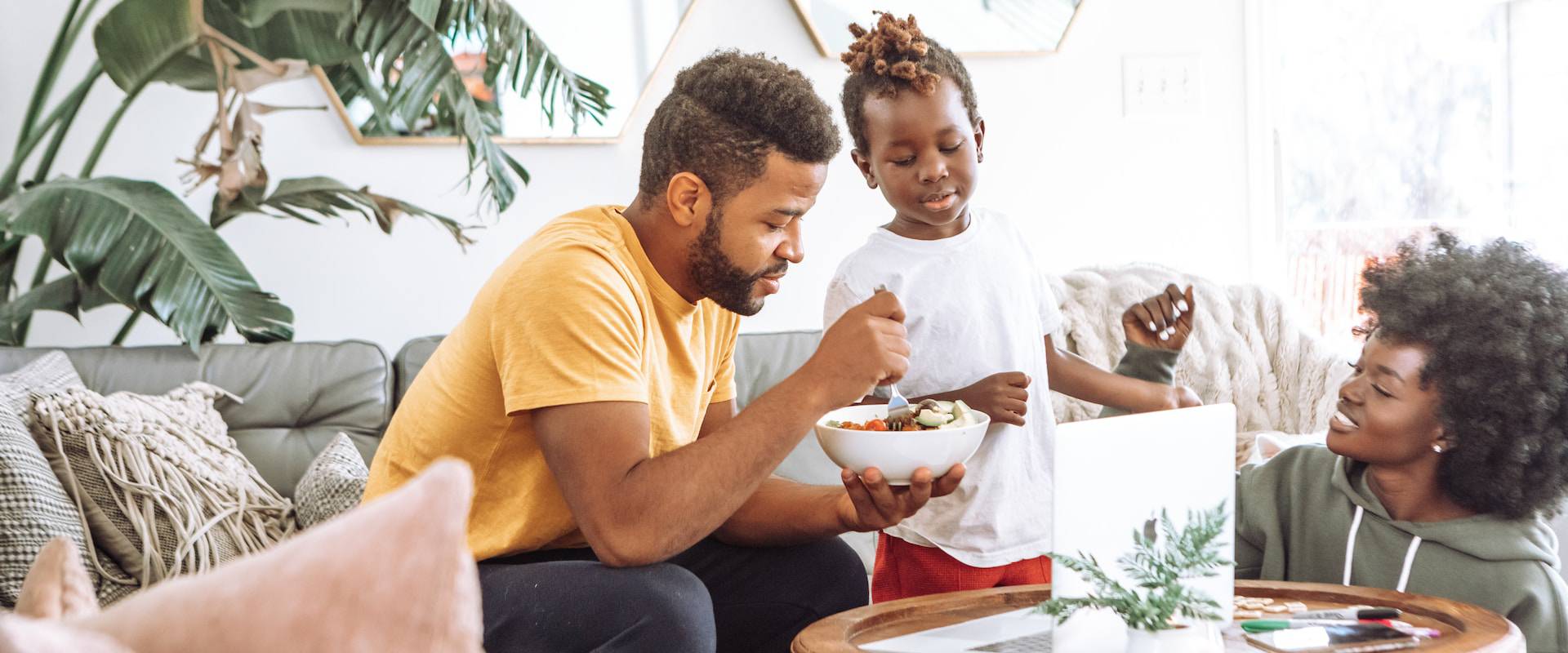 a family eating together